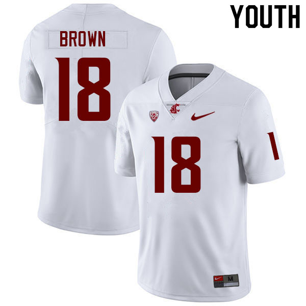Youth #18 Emmett Brown Washington State Cougars College Football Jerseys Sale-White